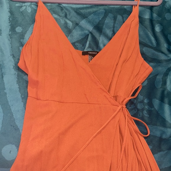 Rust Flowy Wrap Dress - Picture 2 of 5